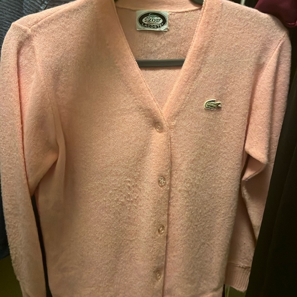 🌸vintage Lacoste Sport 80s pink button down cardigan